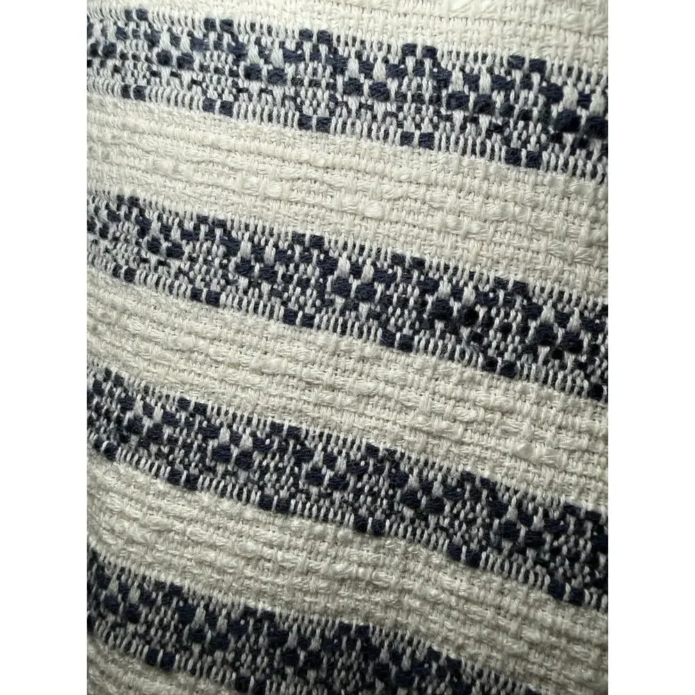 J.Crew Textured Navy Stripe Shift Dress, Crest Button Nautical Boucle, Size 12